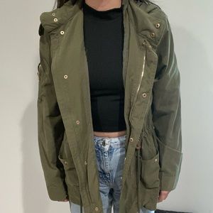 Green zip up jacket